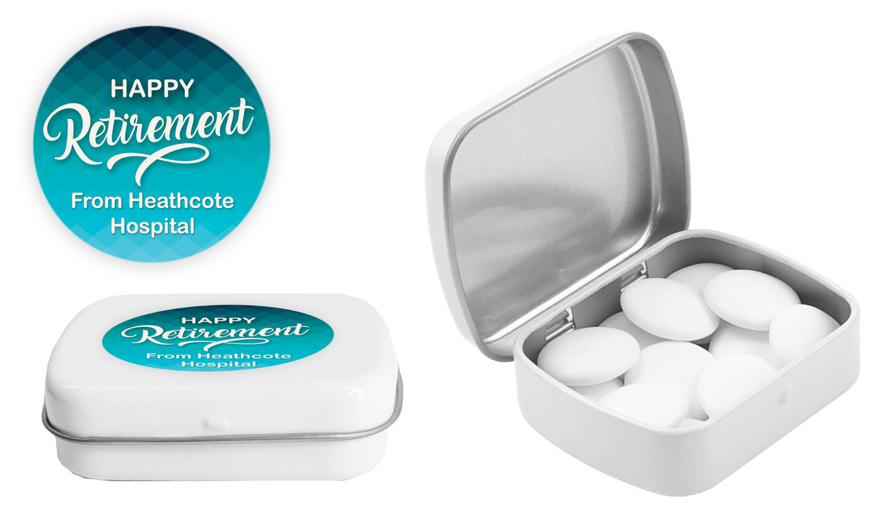 Blue Pattern Retirement Personalised Mint Tins
