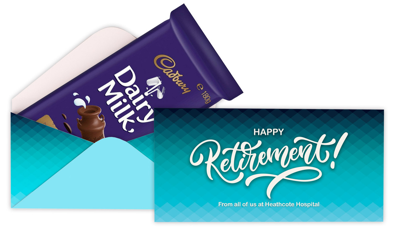 Blue Pattern Retirement Personalised Cadbury Bar Box