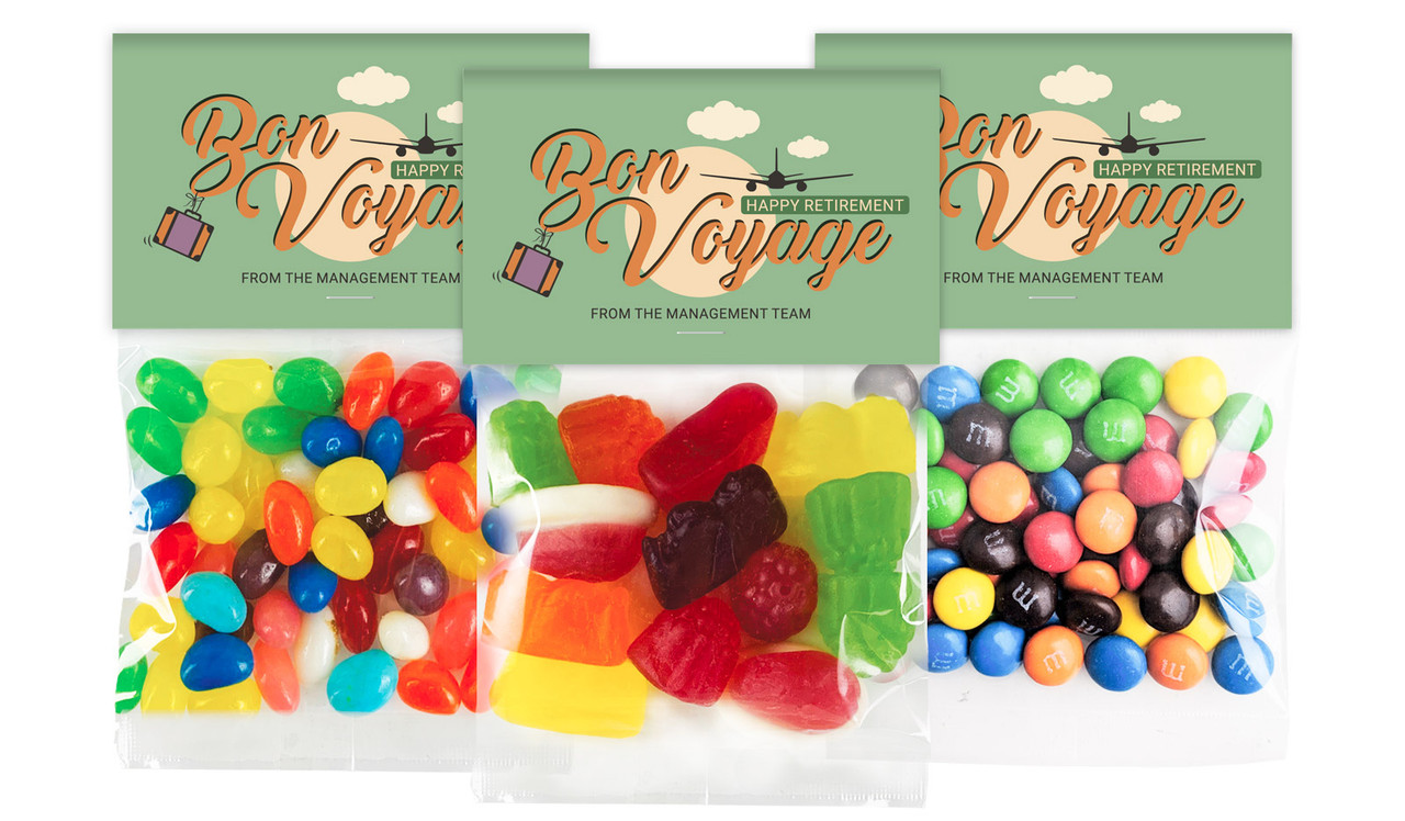 Bon Voyage Retirement Personalised Lolly Bag With Topper