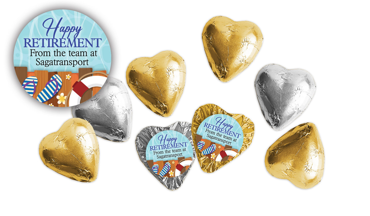 Poolside Retirement Personalised Foil Chocolate Hearts