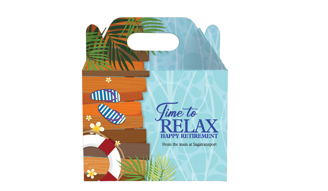 Poolside Retirement Personalised Gable Favour Box