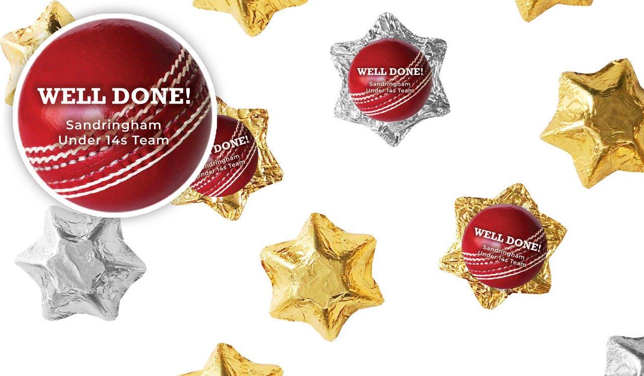Cricket Ball Personalised Foil Chocolate Stars