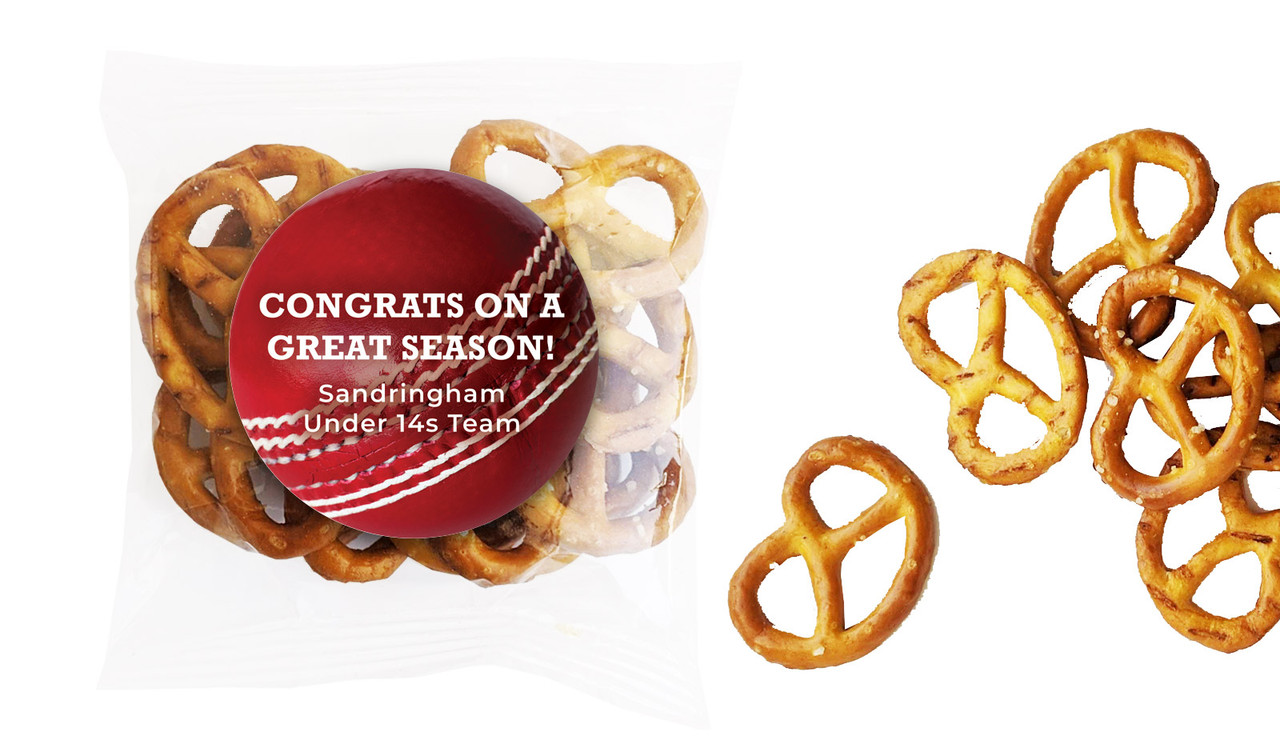 Cricket Ball Personalised Bag Of Pretzels