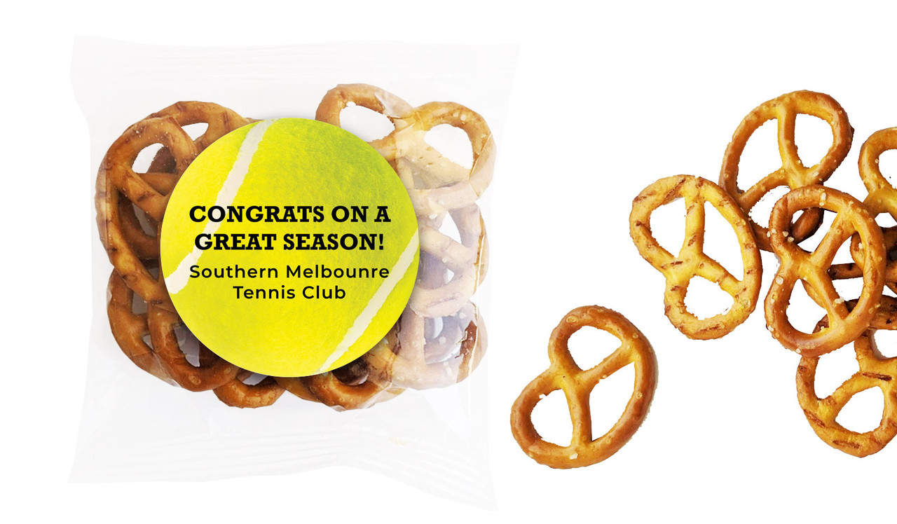Tennis Ball Personalised Bag Of Pretzels
