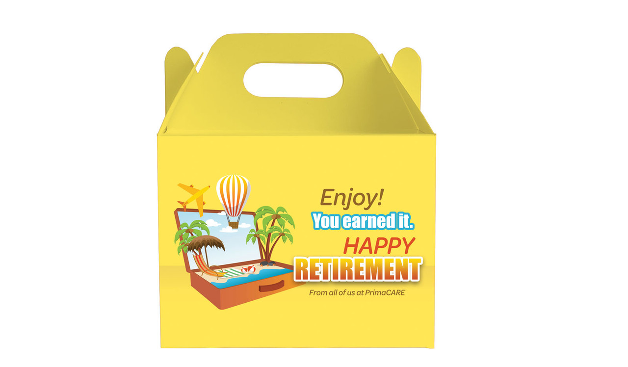 Suitcase Retirement Personalised Gable Favour Box
