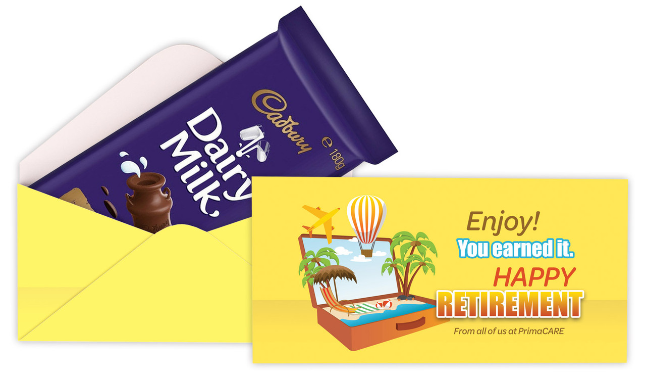 Suitcase Retirement Personalised Cadbury Bar Box