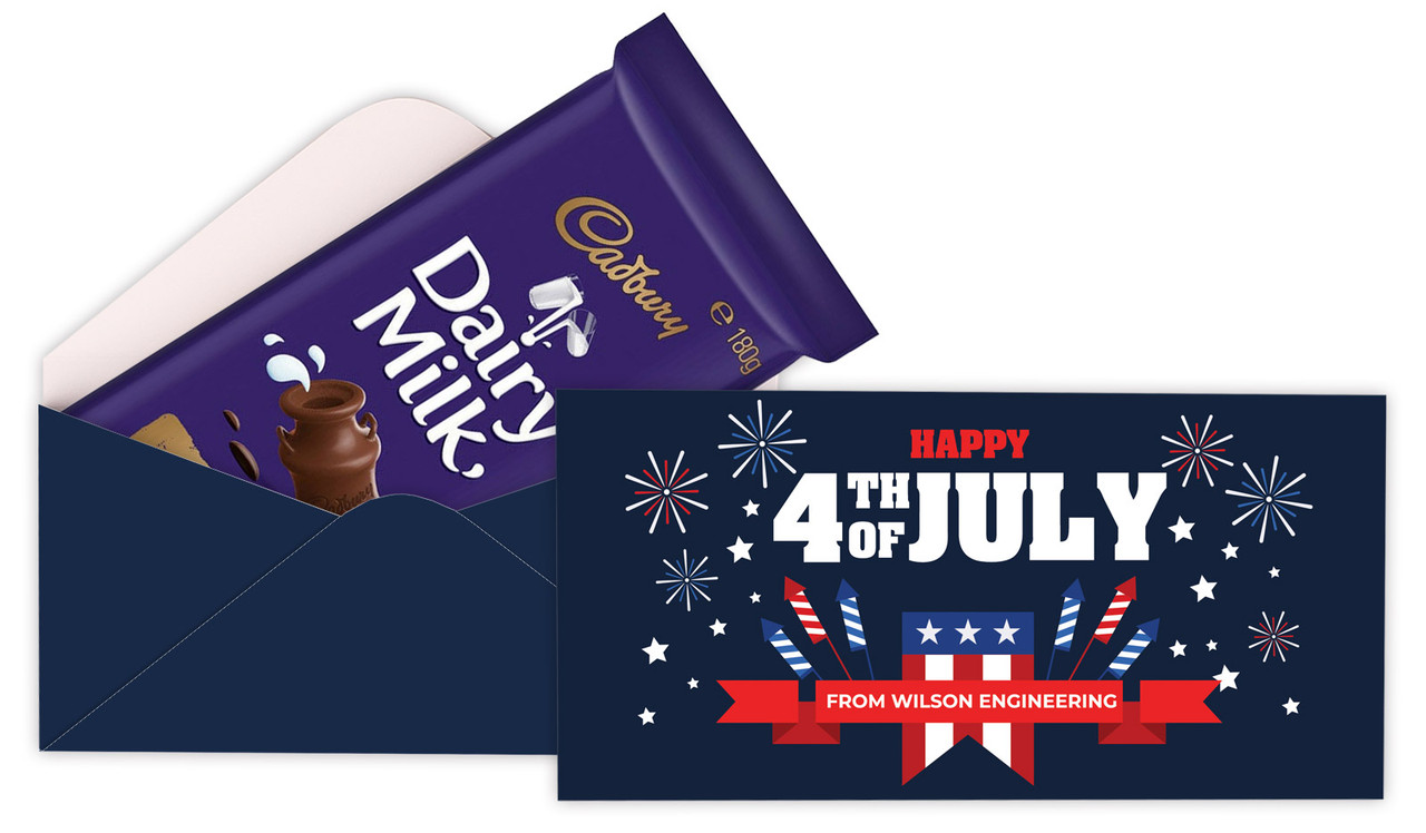 4th Of July Personalised Cadbury Bar Box