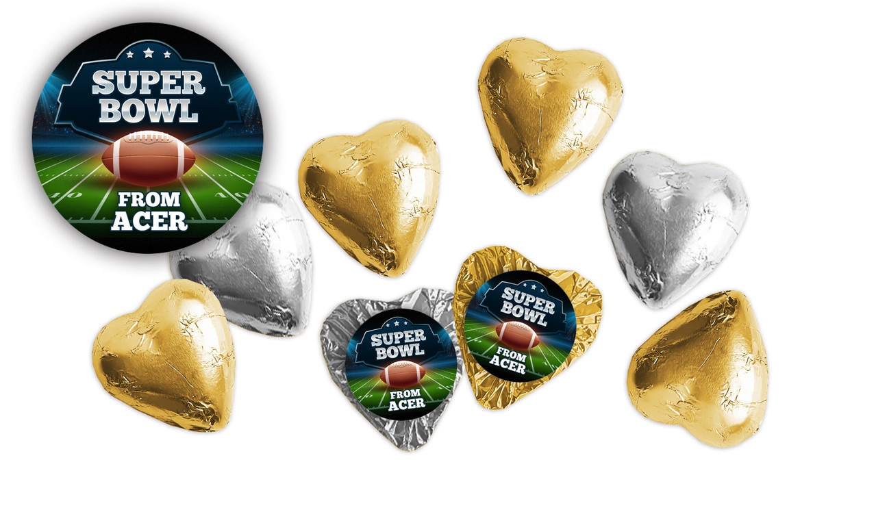 Super Bowl Personalised Foil Chocolate Hearts