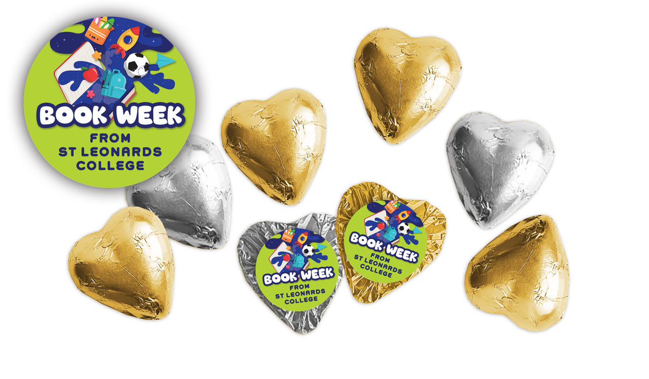 Book Week Personalised Foil Chocolate Hearts