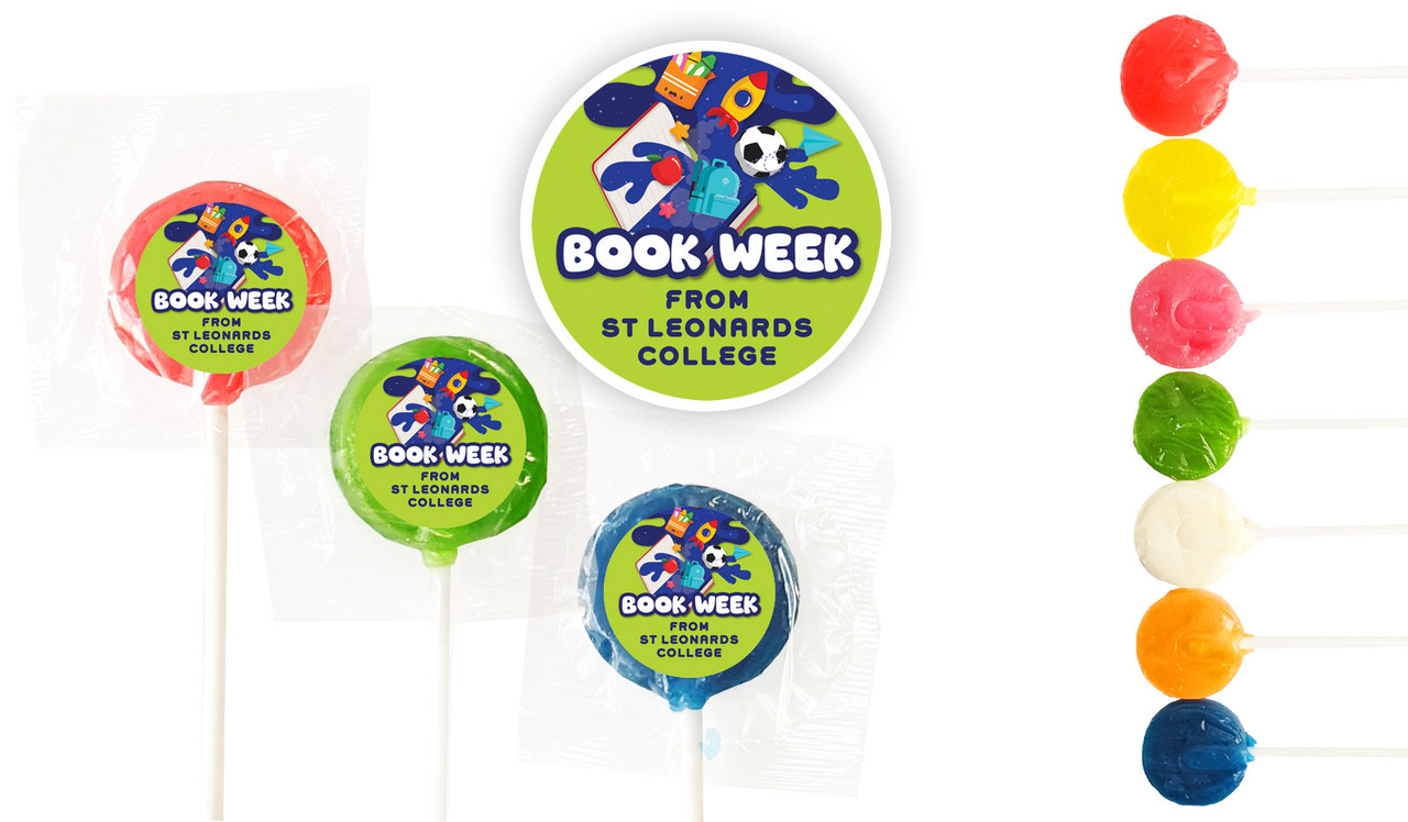 Book Week Custom 3cm Mini Lollipops
