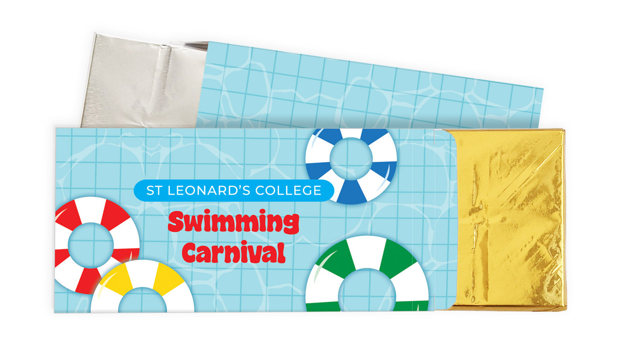 School Swimming Carnival Personalised Chocolate Bar In A Box