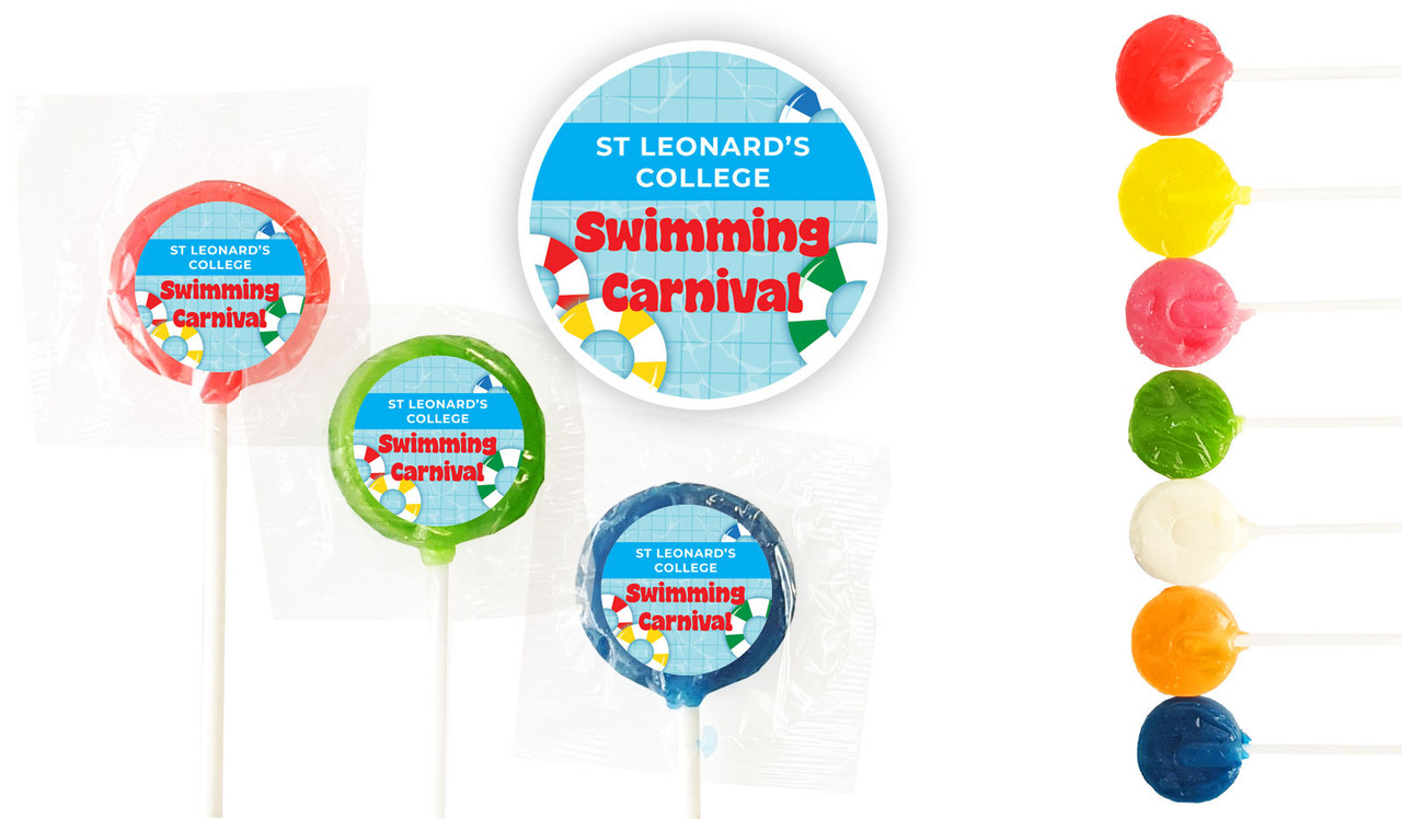 School Swimming Carnival Custom 3cm Mini Lollipops