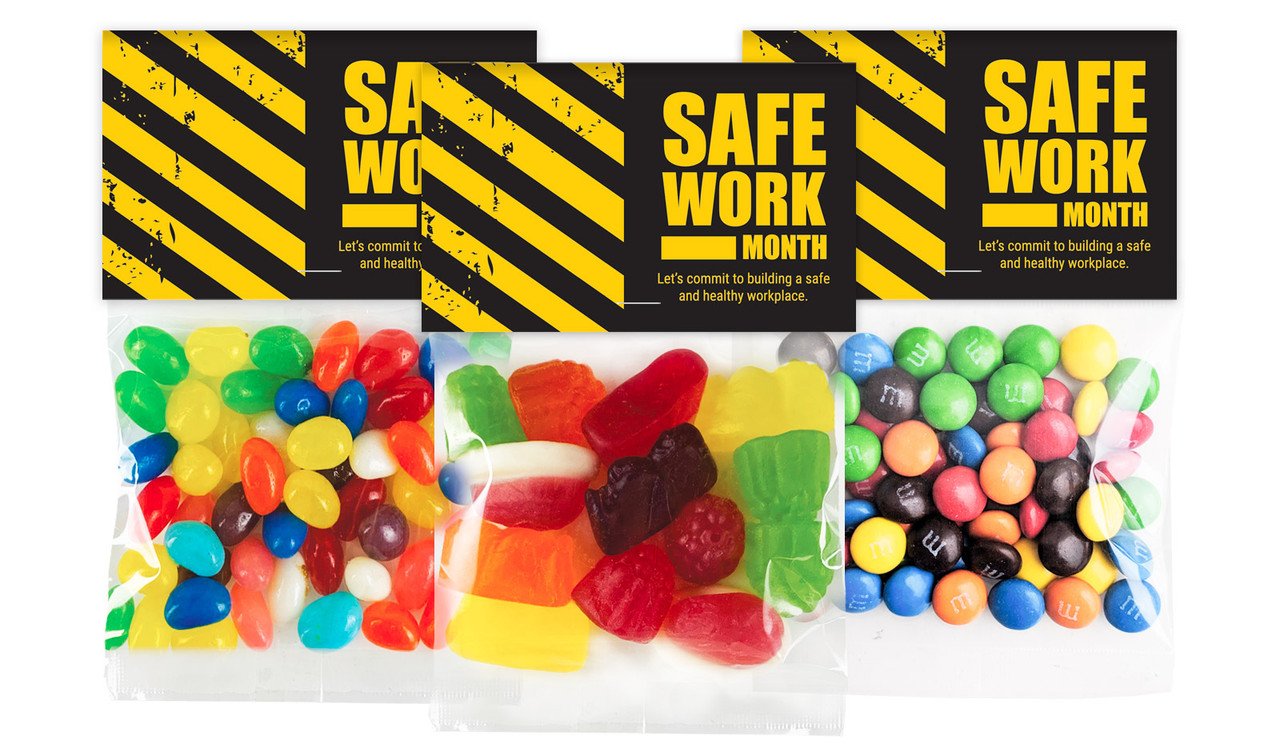 Safe Work Month Personalised Lolly Bag With Topper
