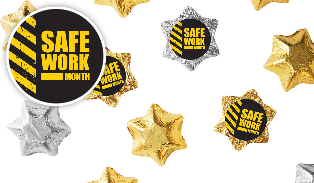 Safe Work Month Personalised Foil Chocolate Stars