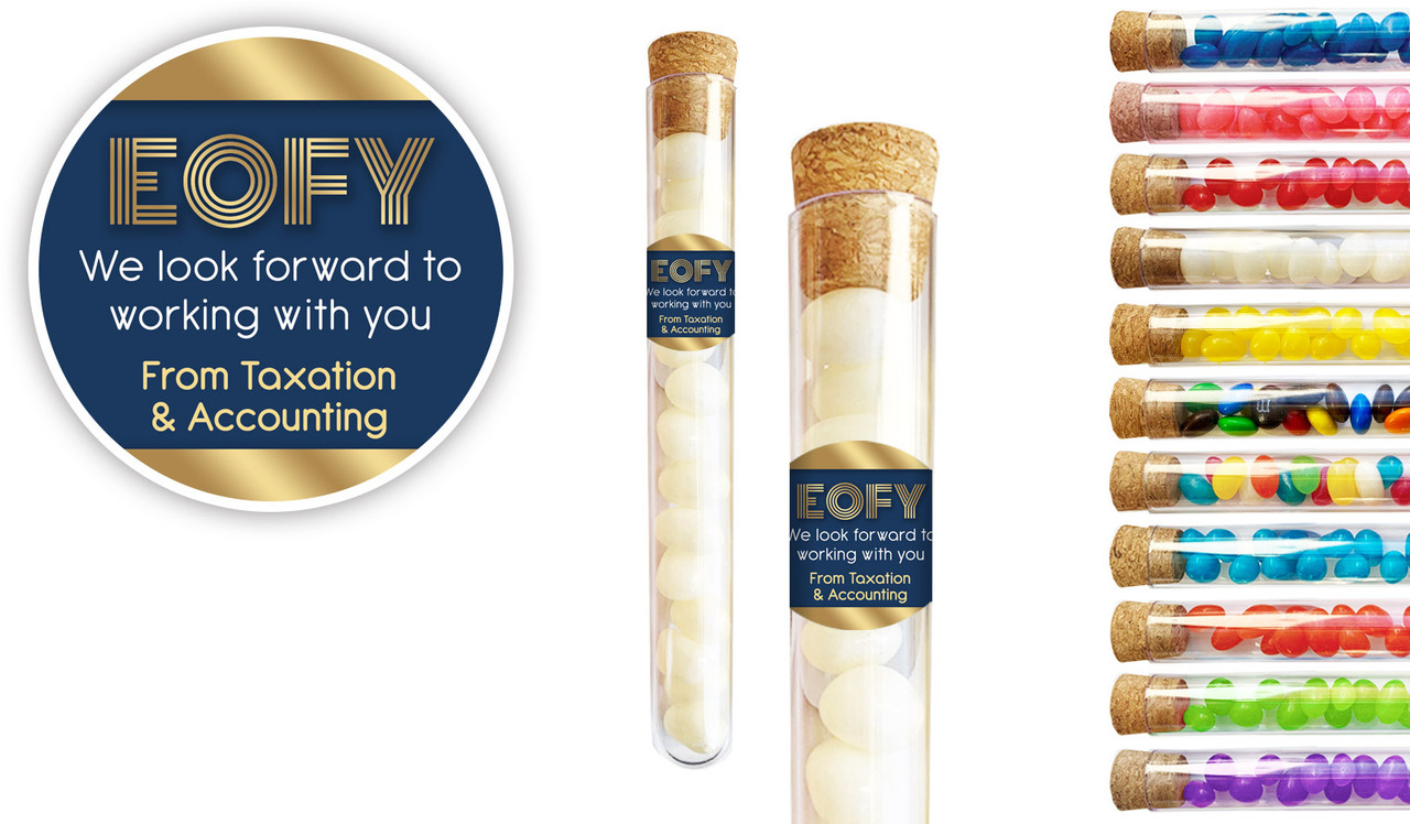Bold Navy EOFY Personalised Test Tubes
