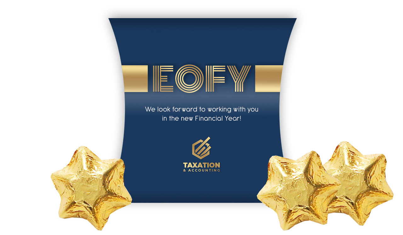 Bold Navy EOFY Personalised Pillow Boxes