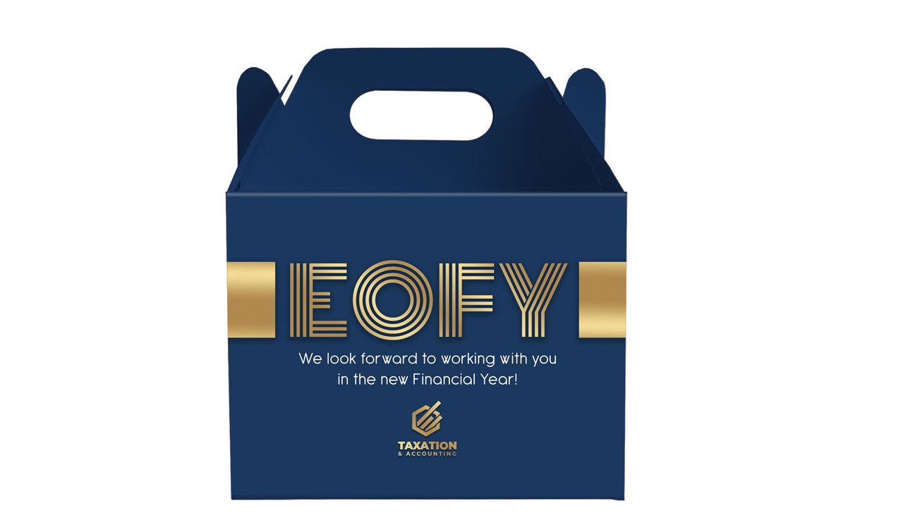 Bold Navy EOFY Personalised Gable Favour Box