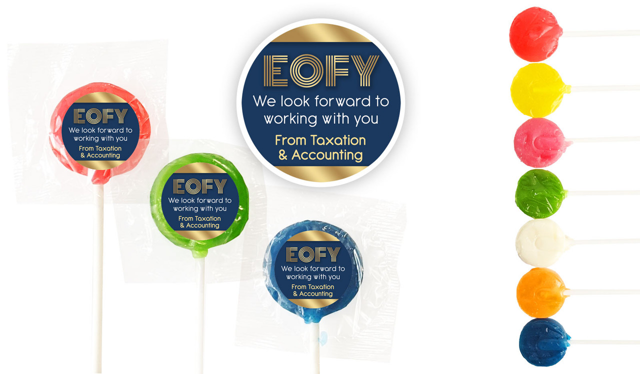 Bold Navy EOFY Custom 3cm Mini Lollipops