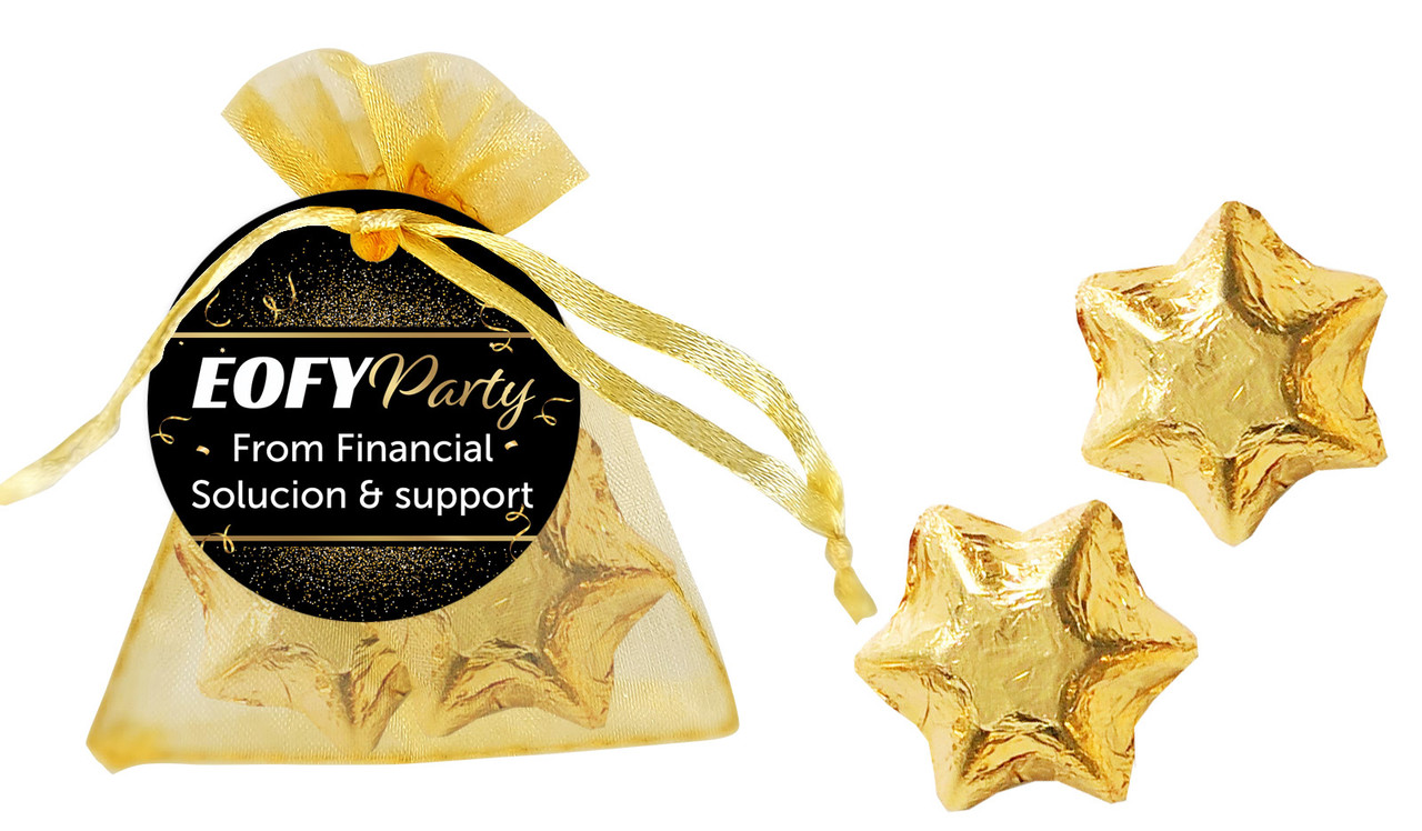 Golden Celebration EOFY Personalised Organza Bag