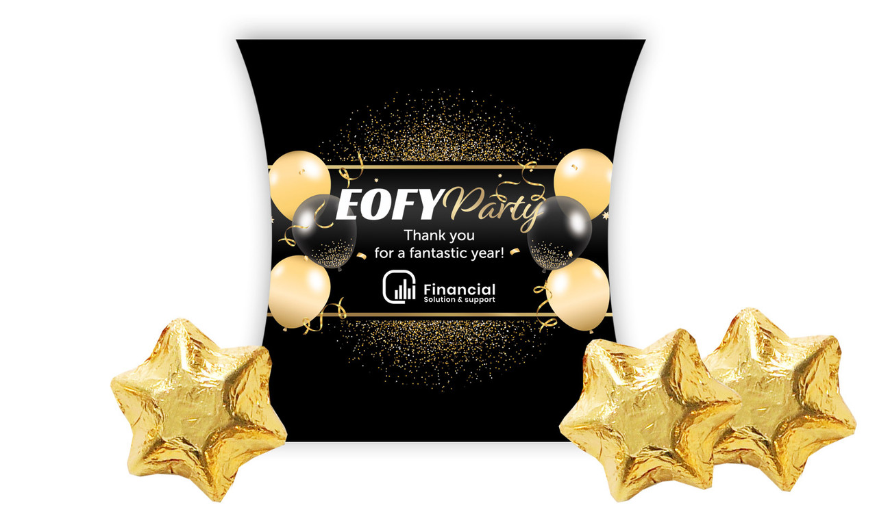 Golden Celebration EOFY Personalised Pillow Boxes