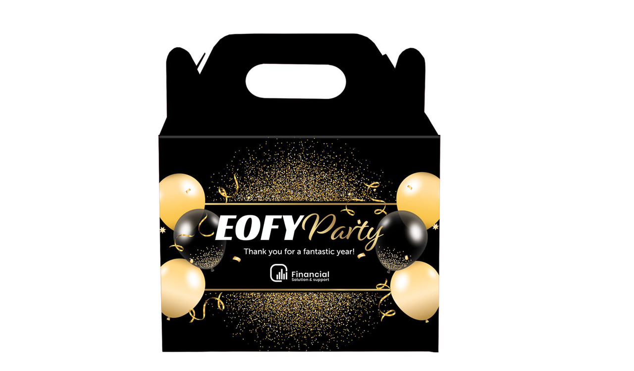 Golden Celebration EOFY Personalised Gable Favour Box
