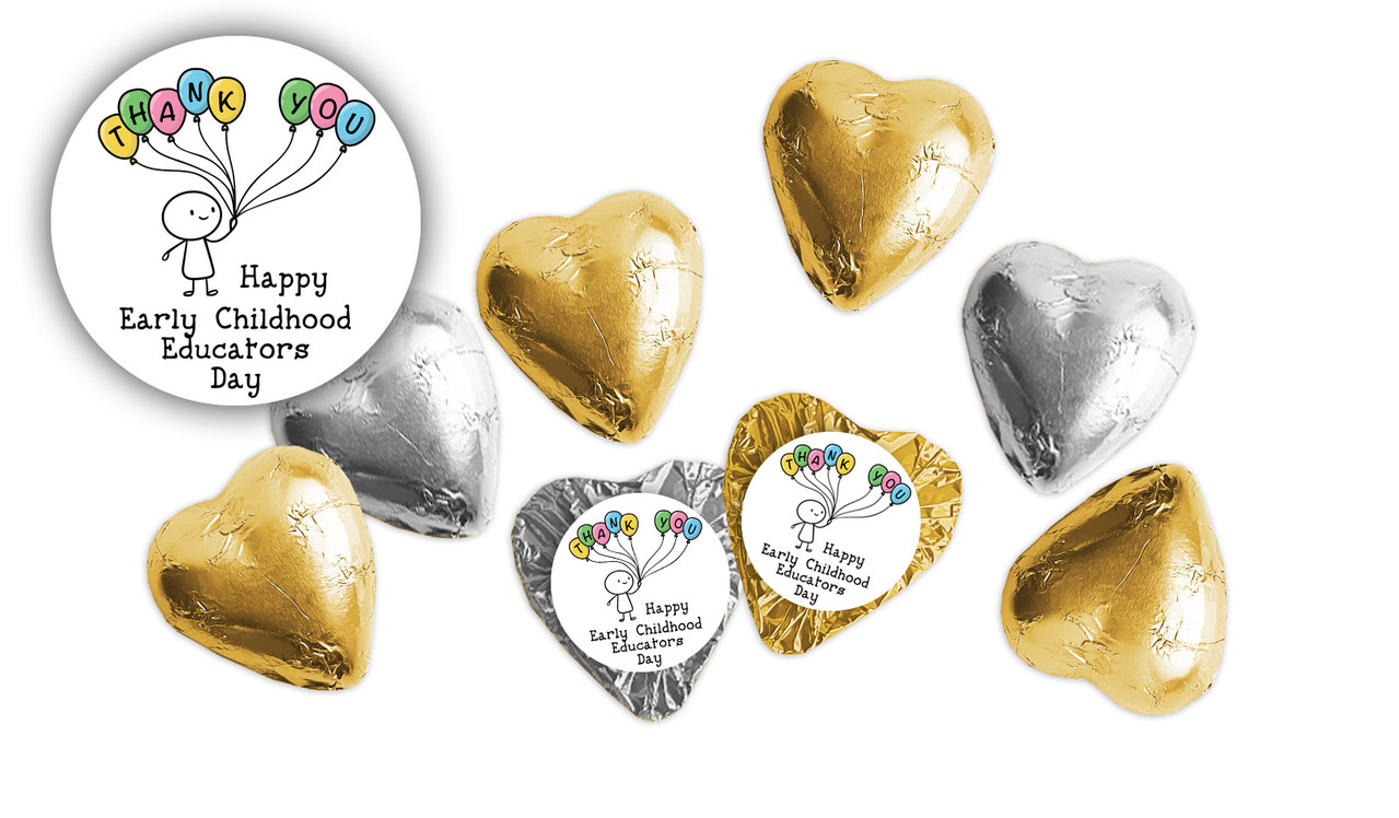 Sketch Early Childhood Educators Day Custom Foil Chocolate Hearts