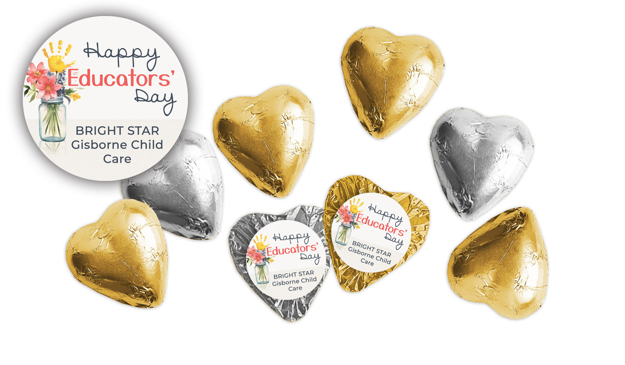 Helping Hand Early Childhood Educators Day Custom Foil Chocolate Hearts