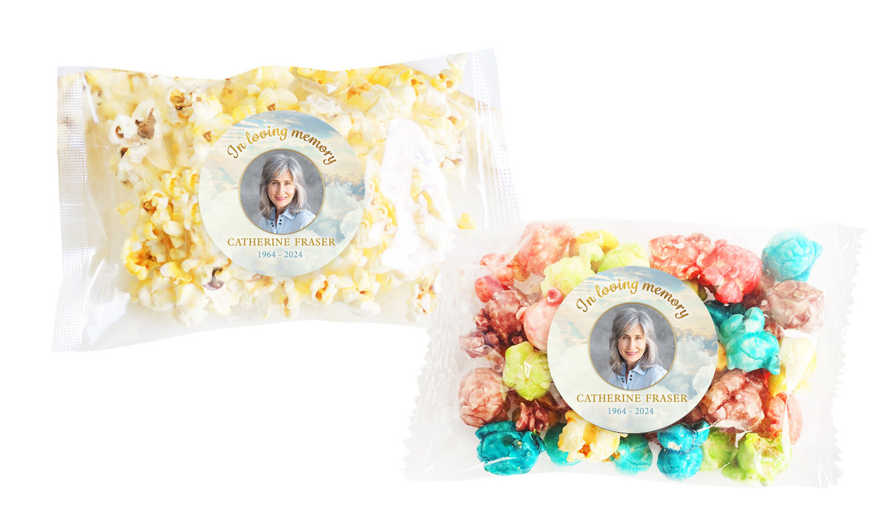 Clouds Funeral Personalised Popcorn Bag