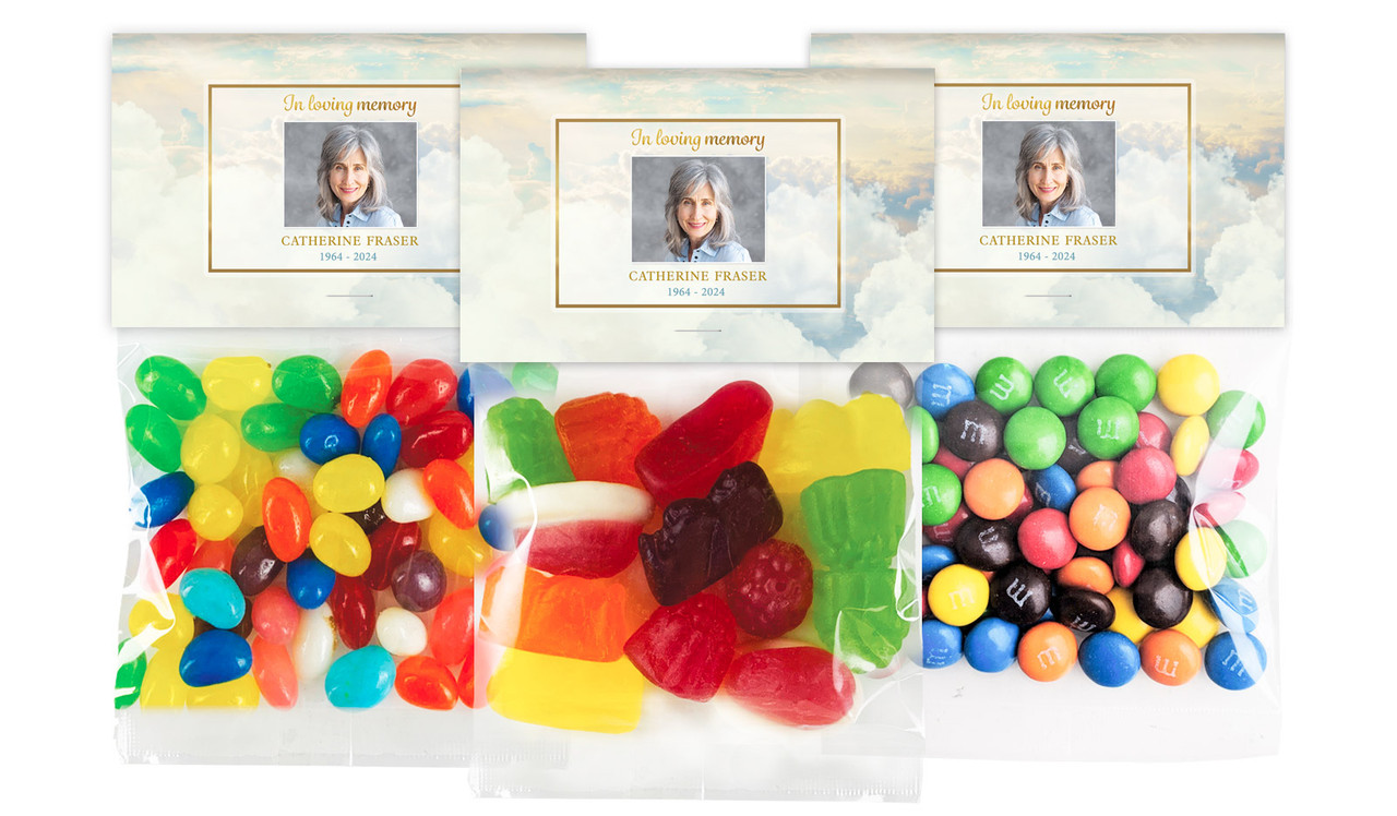 Clouds Funeral Custom Lolly Bag With Topper