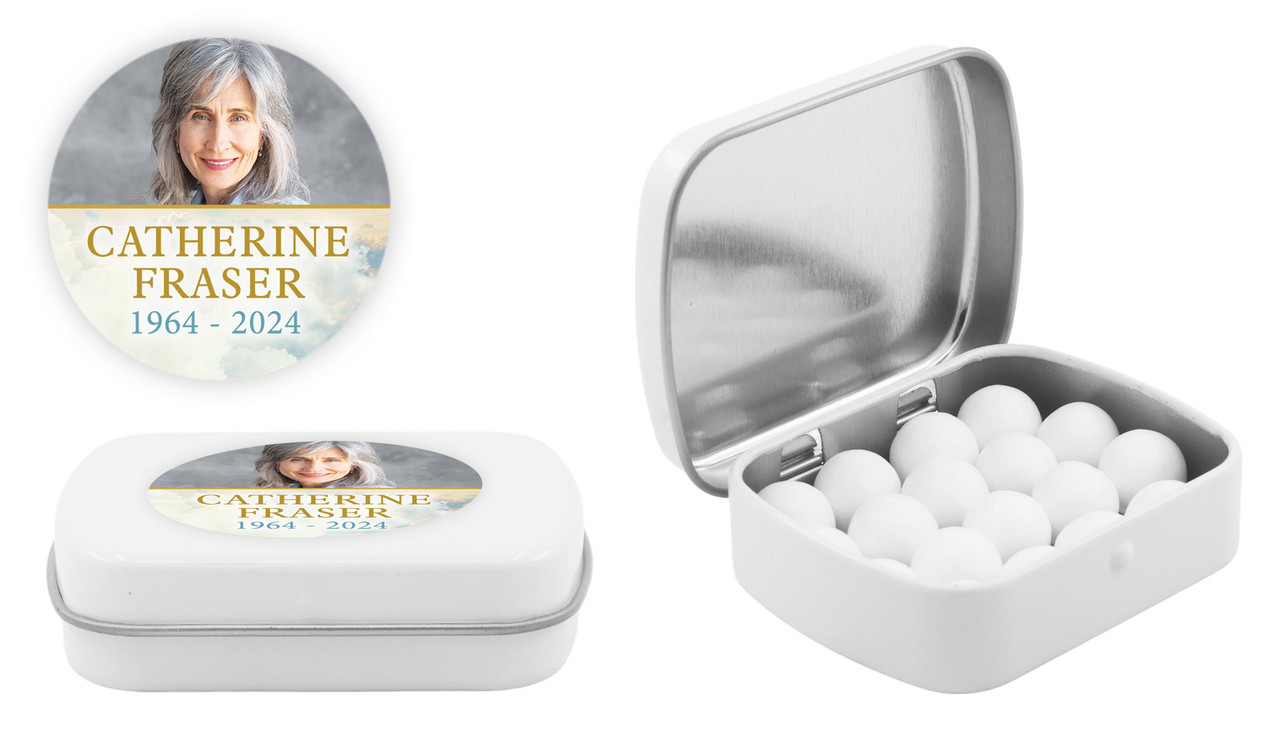 Clouds Funeral Personalised Mint Tins
