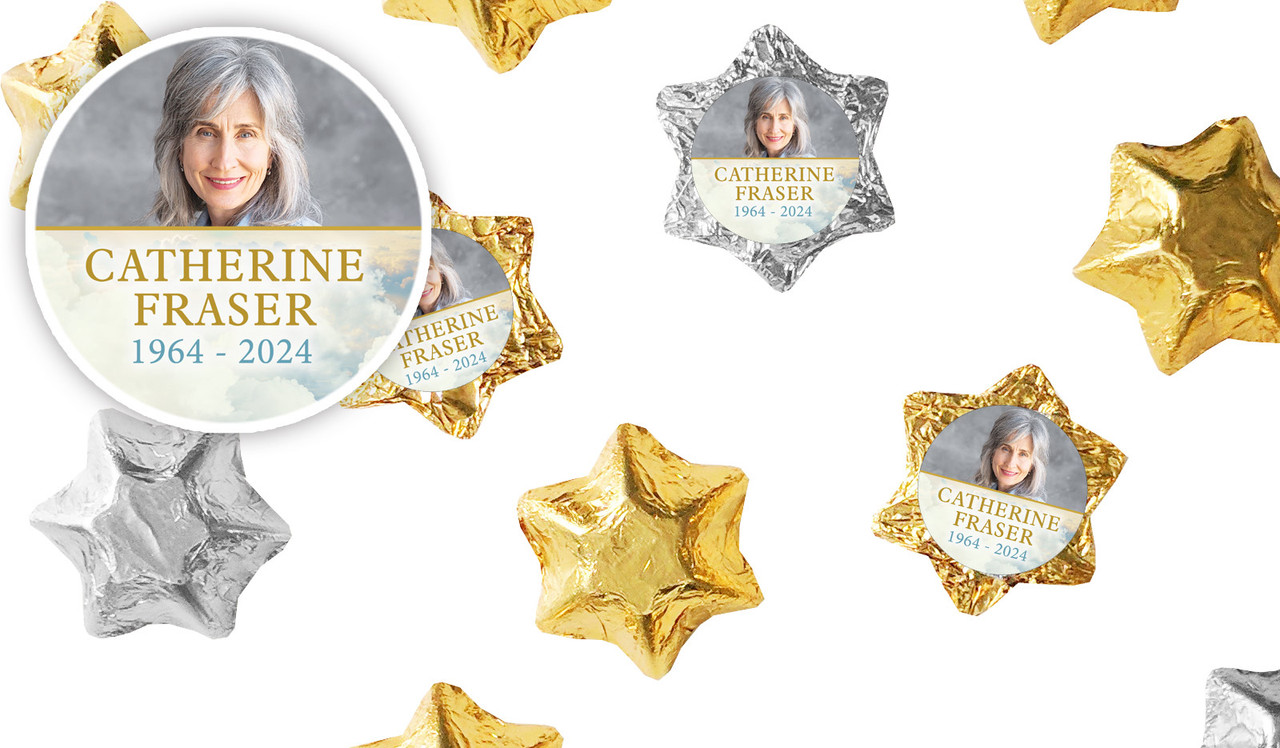 Clouds Funeral Personalised Foil Chocolate Stars