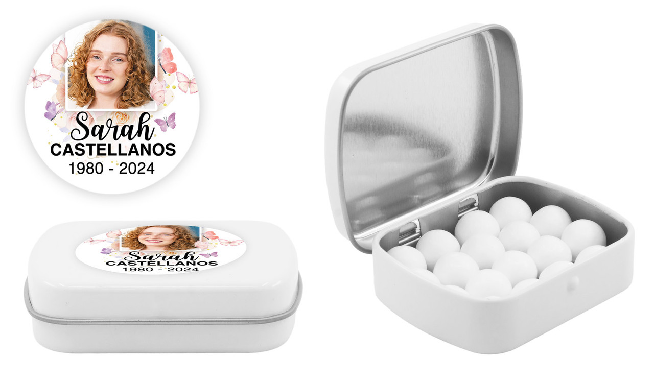 Butterflies Funeral Personalised Mint Tins
