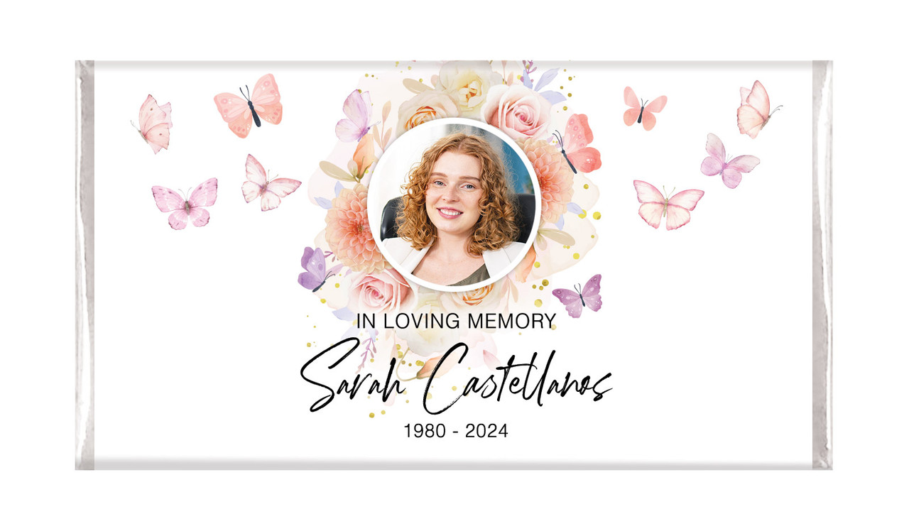 Butterflies Funeral Custom Chocolate Bars
