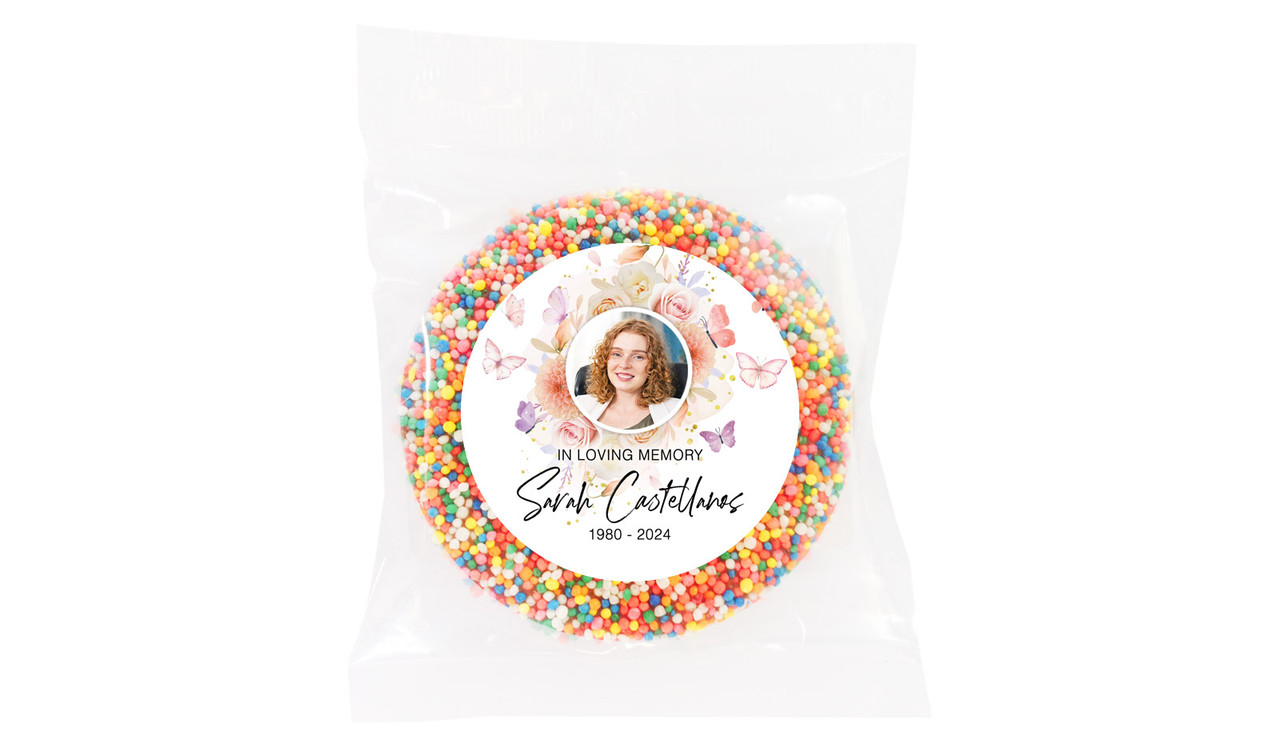 Butterflies Funeral Personalised Chocolate Freckle