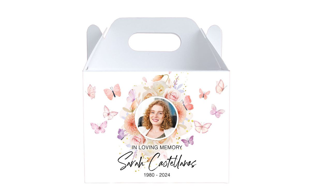 Butterflies Funeral Personalised Gable Favour Box