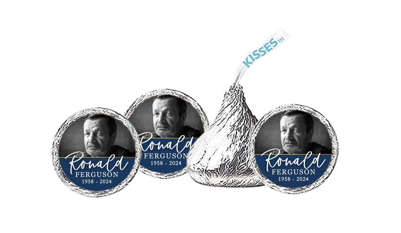 Cursive Blue Funeral Personalised Hersheys Kisses
