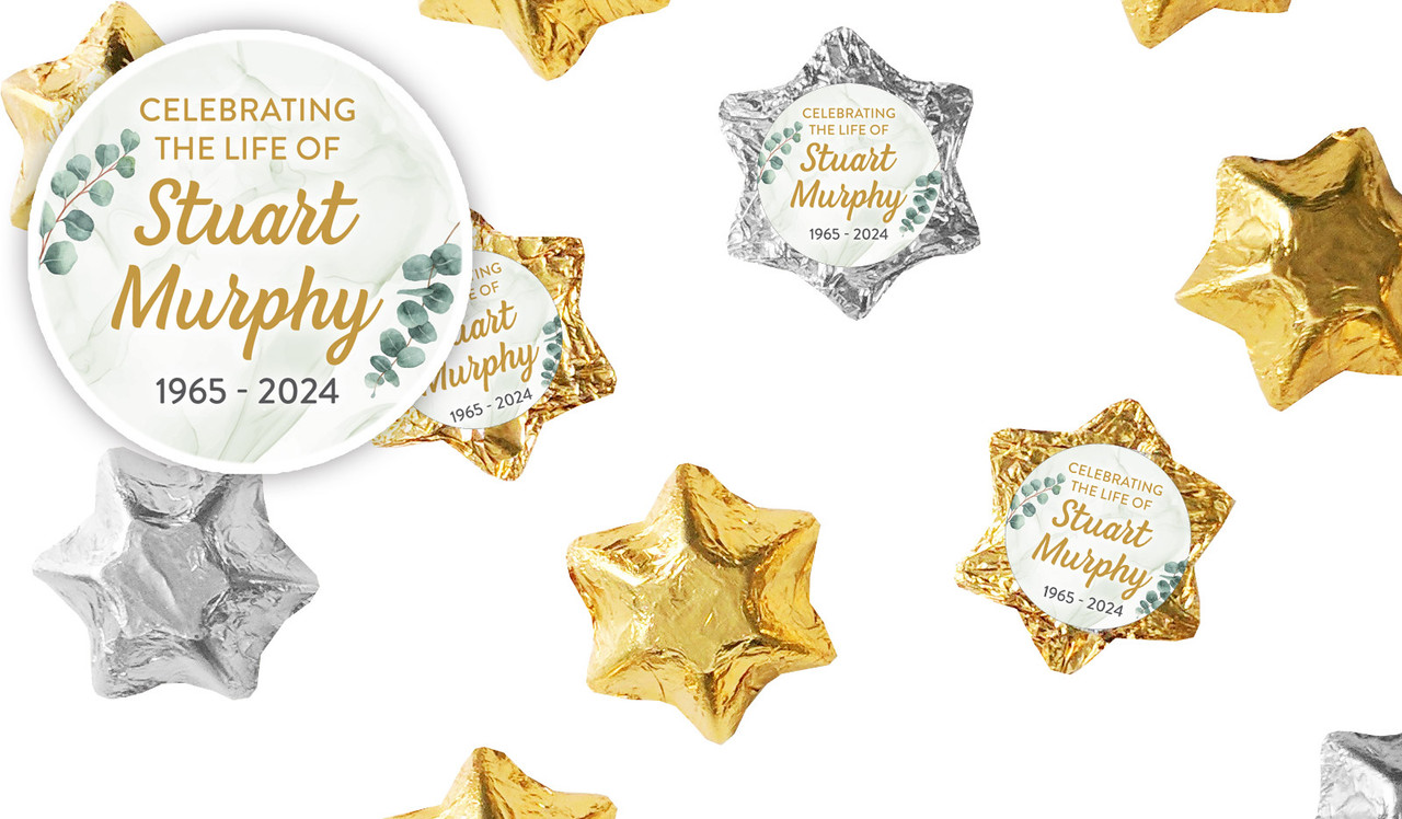 Eucalypt Funeral Personalised Foil Chocolate Stars