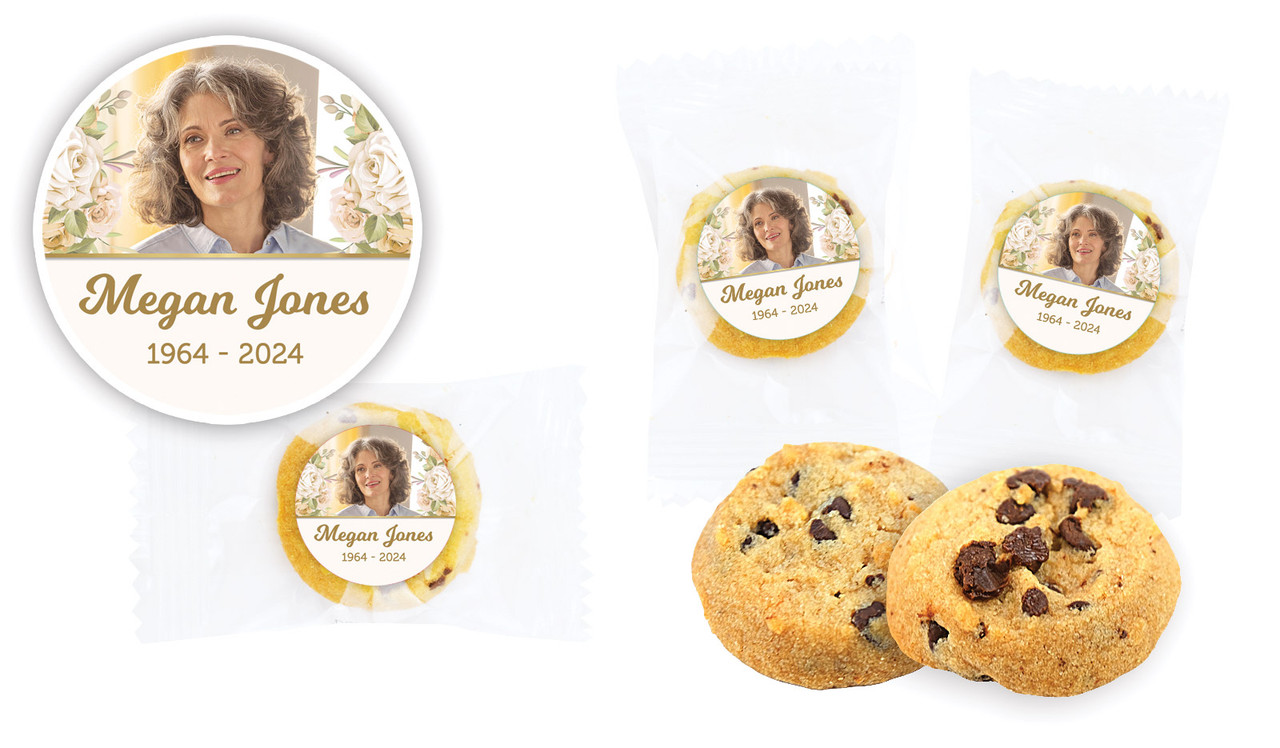 Gold And Floral Funeral Personalised Bite-Size Cookie 5g