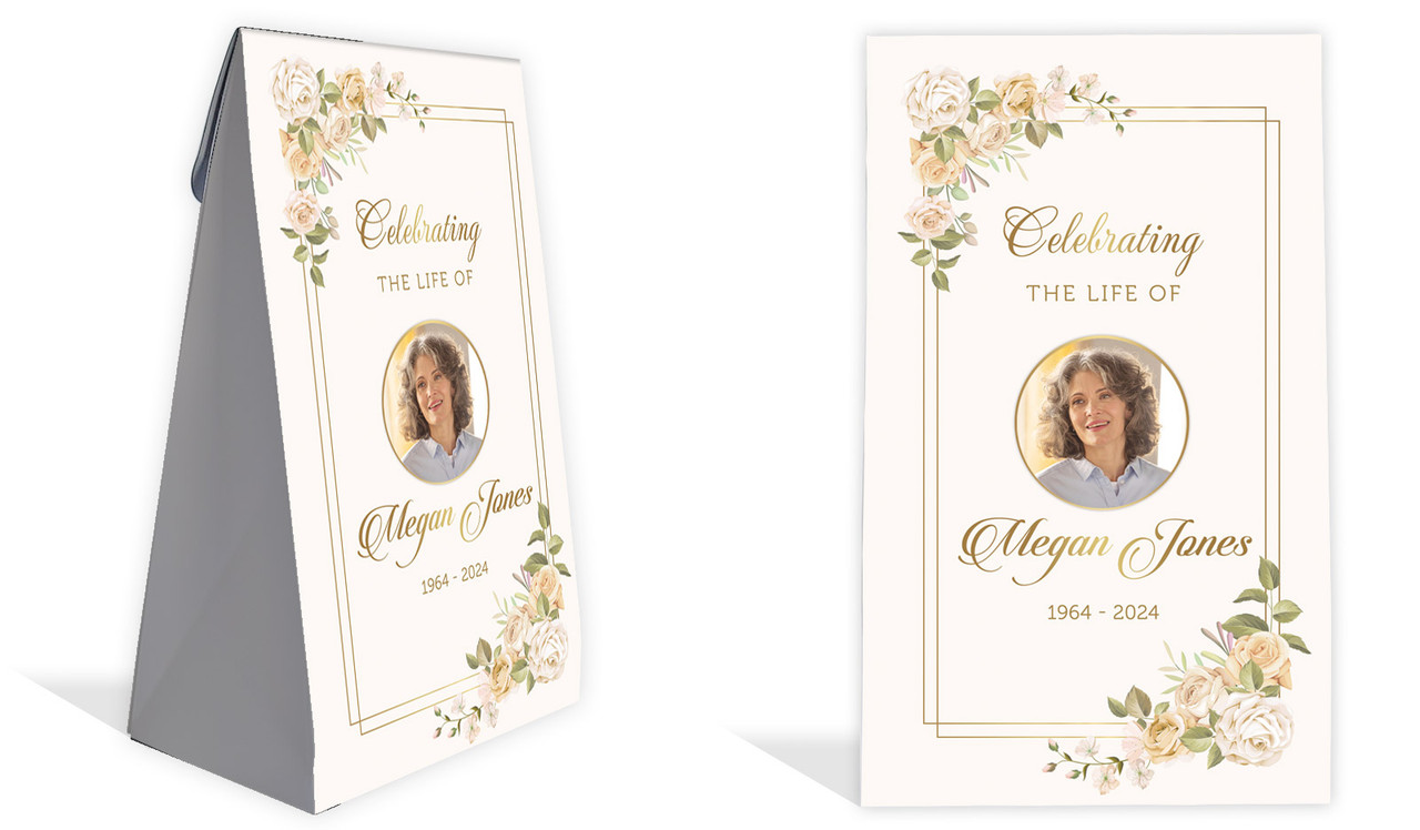 Gold And Floral Funeral Personalised Gusset Favour Bag