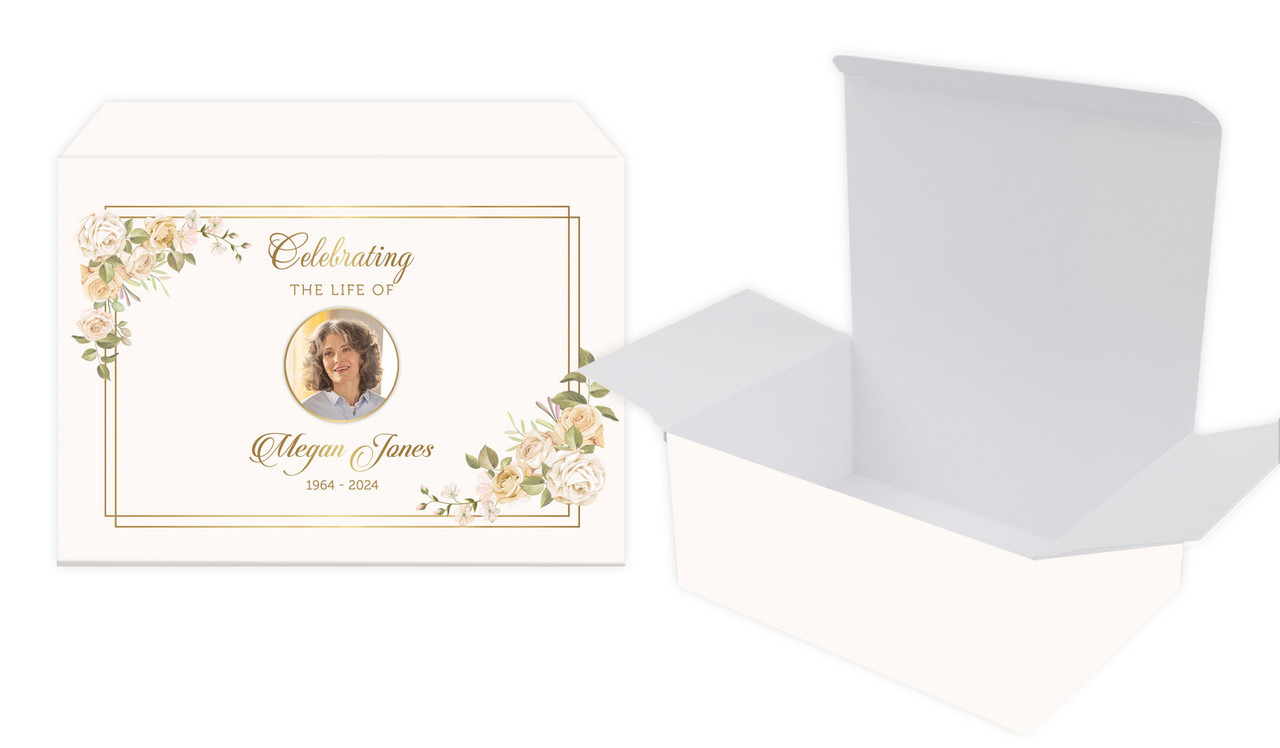 Gold And Floral Funeral Personalised Tuck Gift Box