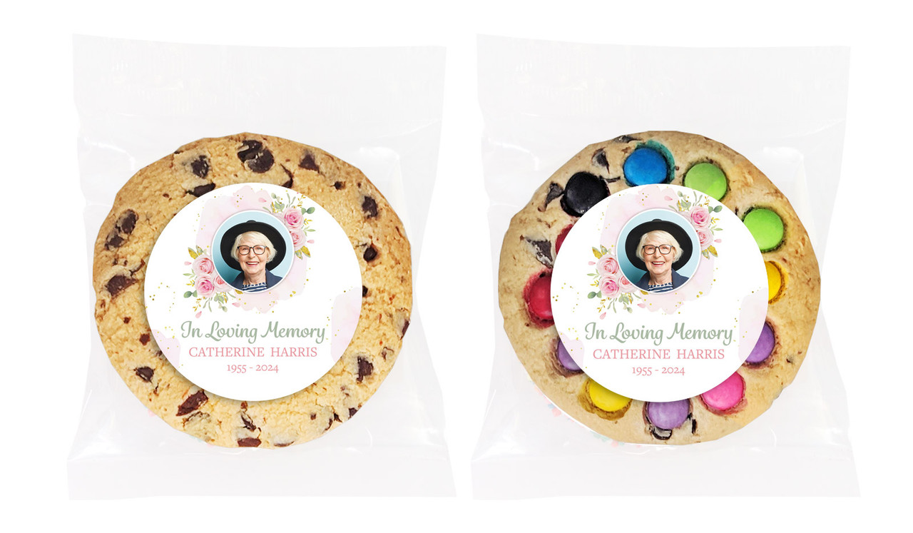 Pink Floral Funeral Personalised Cookie