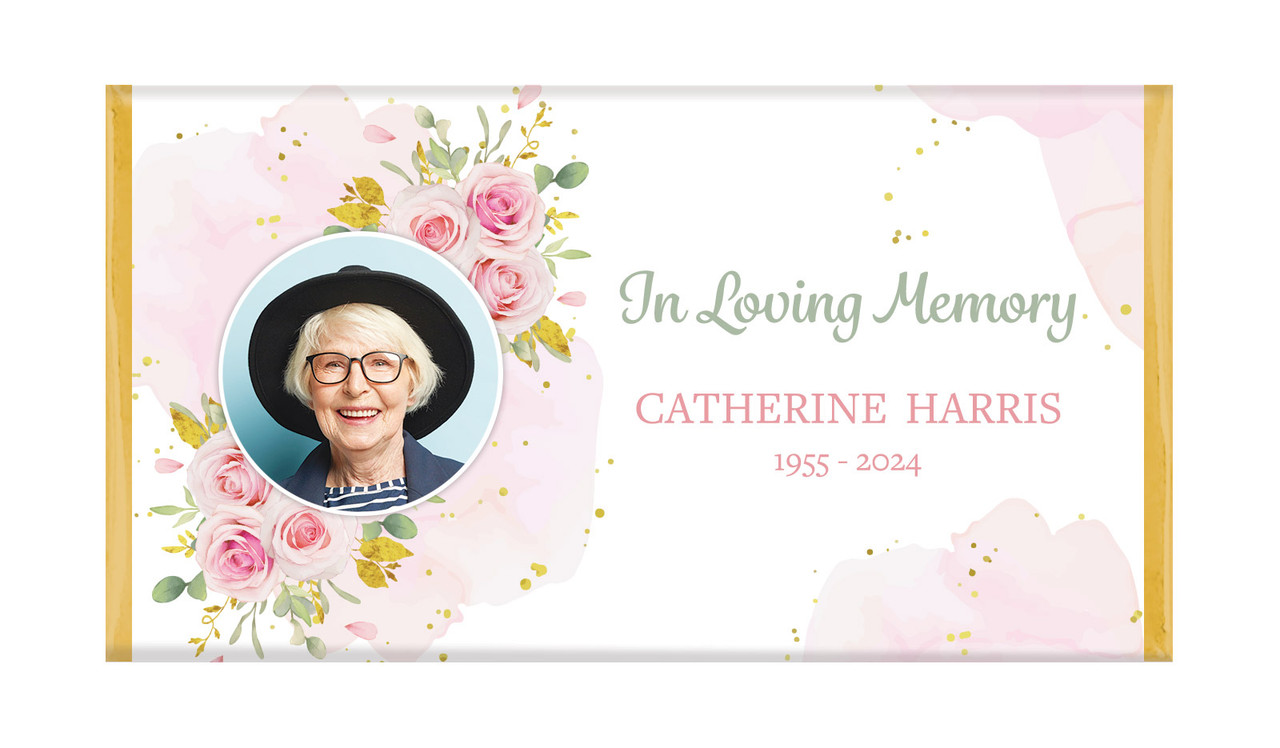Pink Floral Funeral Custom Chocolate Bars