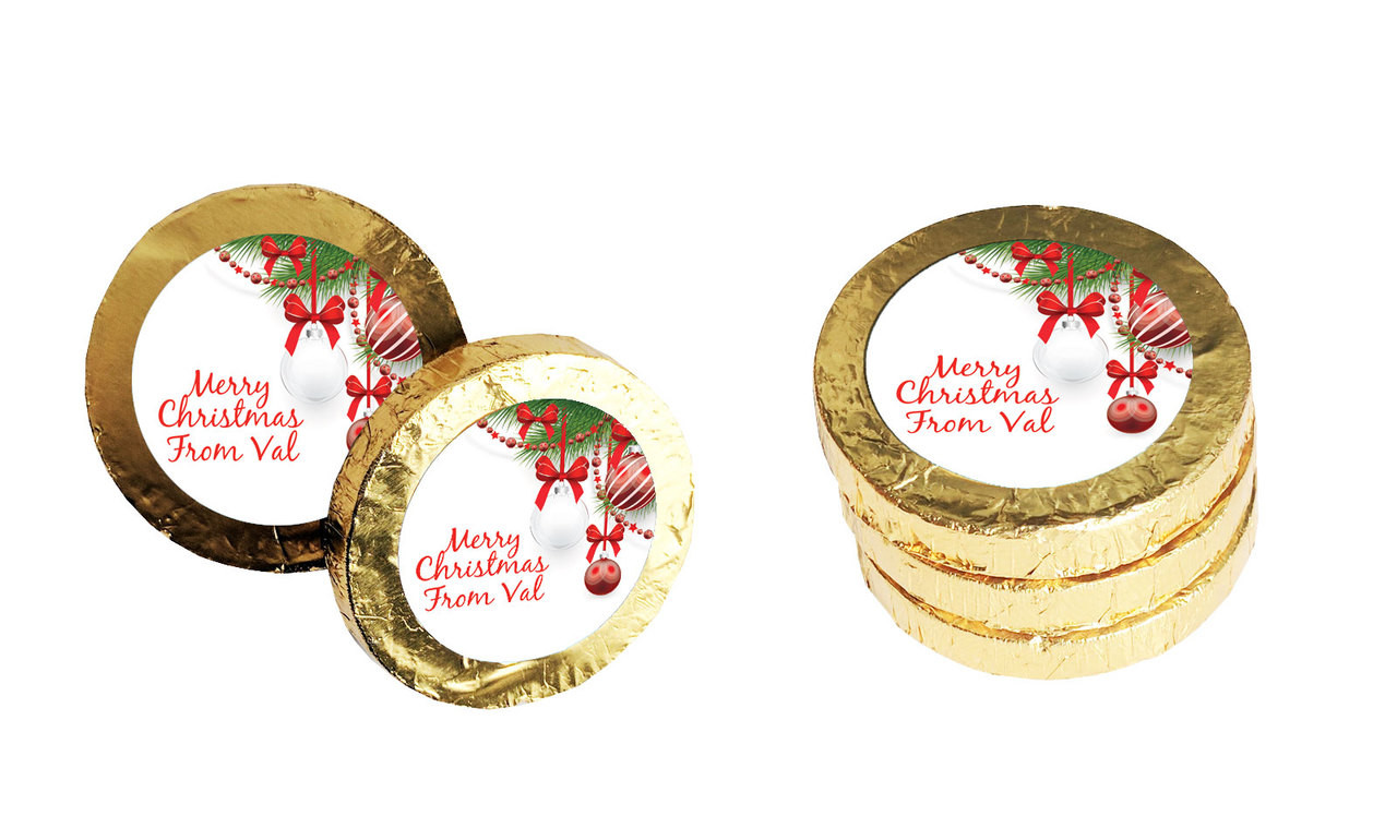 White Baubles Christmas Gold Coins