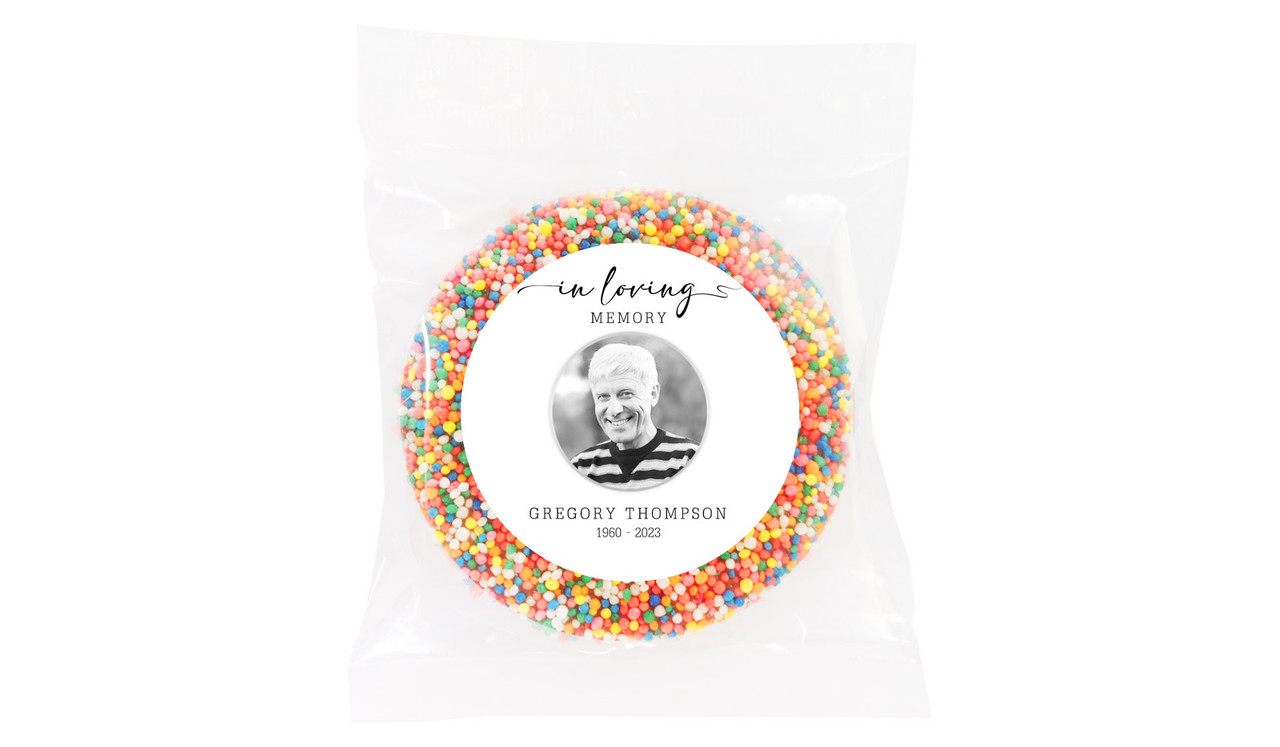Simple Funeral Personalised Chocolate Freckle