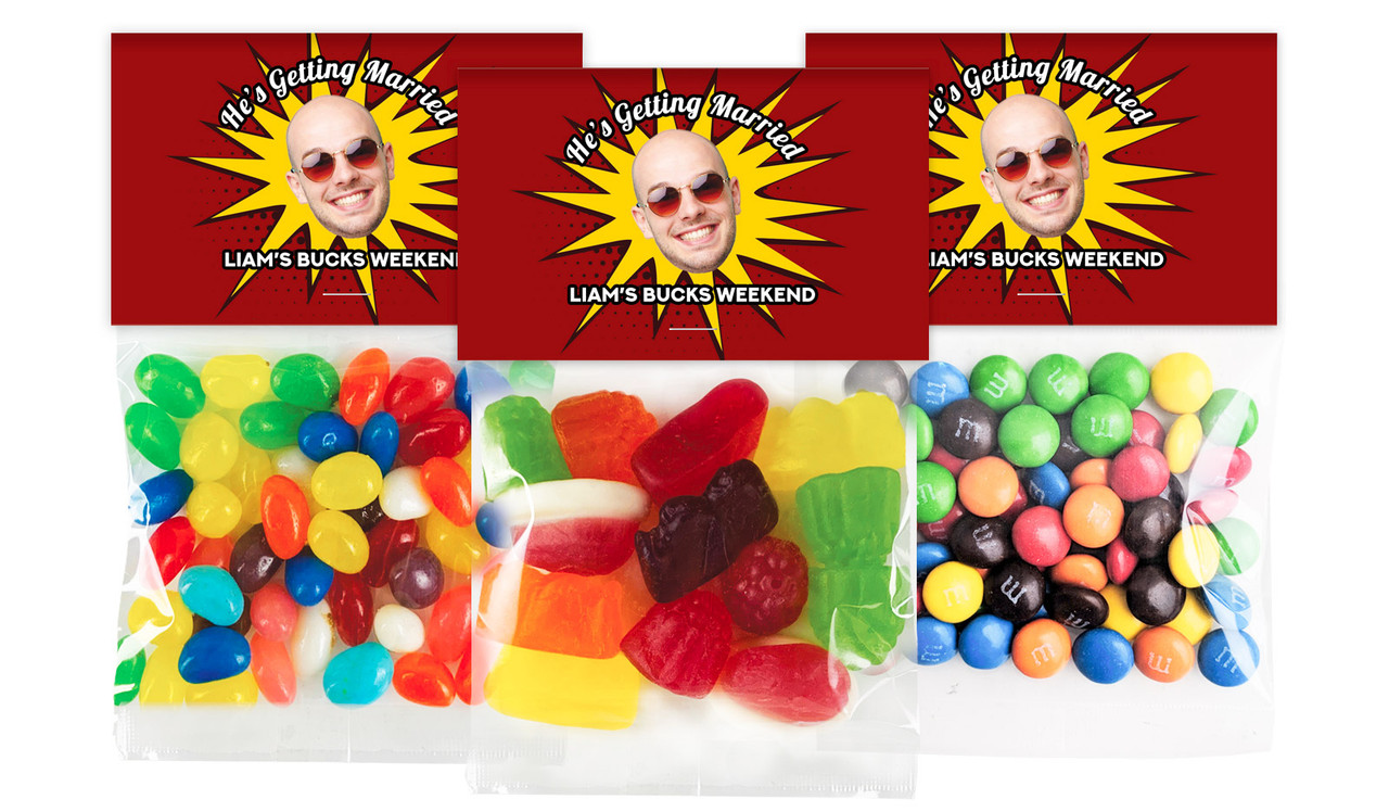 Face Splash Bucks Night Custom Lolly Bag With Topper