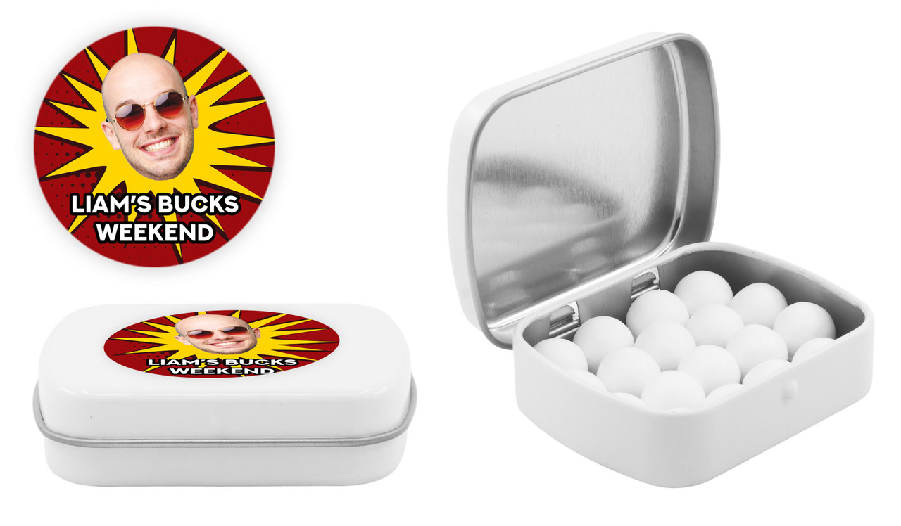 Face Splash Bucks Night Personalised Mint Tins