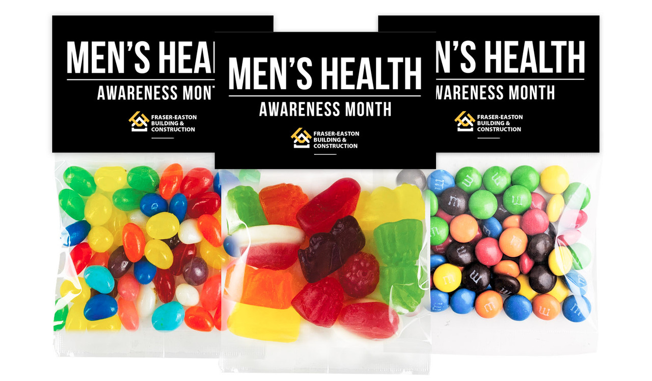 Bold Black Men's Health / Movember Custom Lolly Bag With Topper