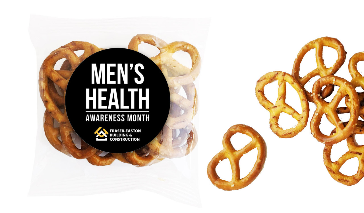 Bold Black Men's Health / Movember Personalised Bag Of Pretzels