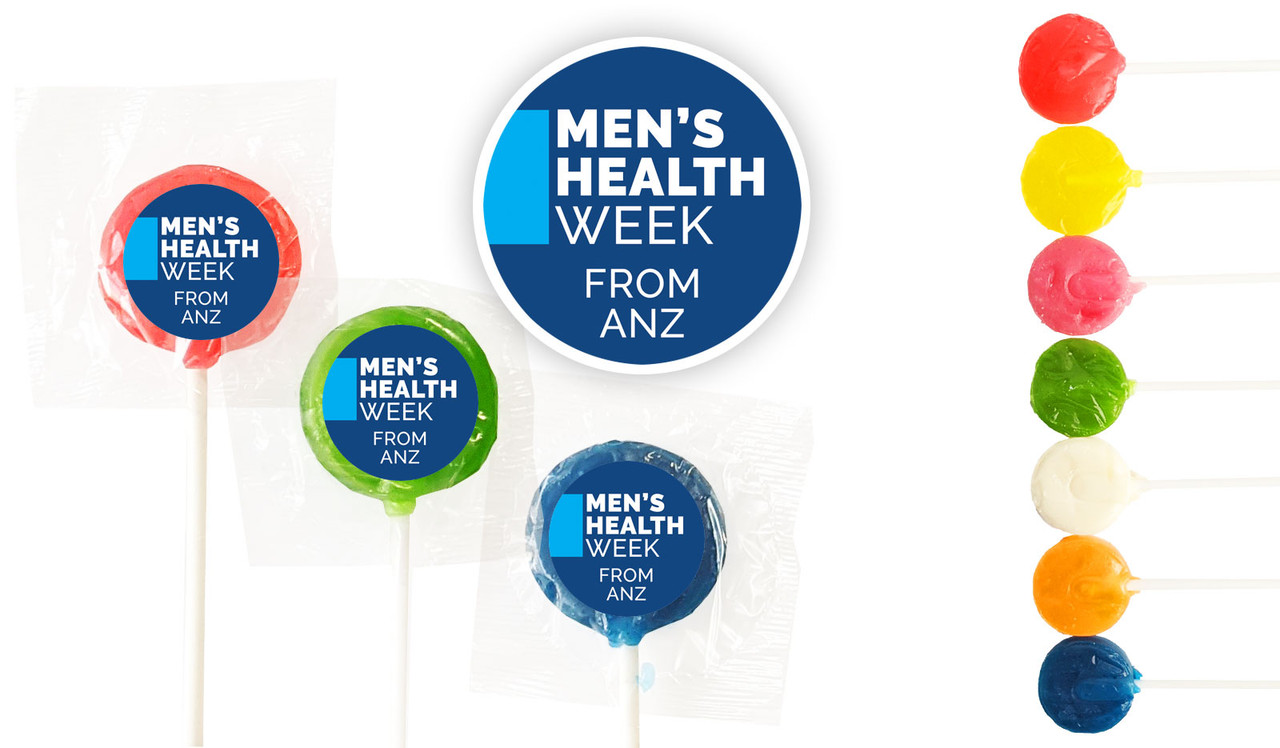 Company Colours Men's Health / Movember Custom 3cm Mini Lollipops