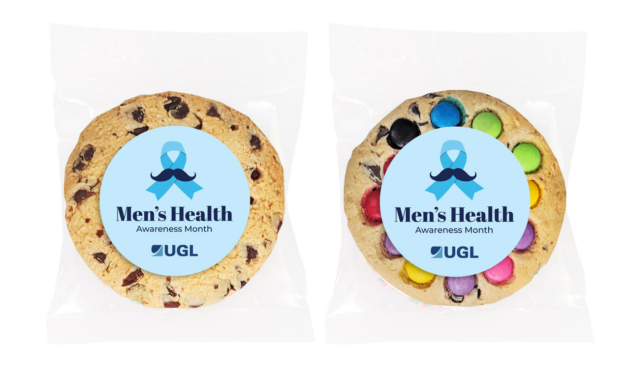 Moustache Ribbon Men's Health / Movember Personalised Cookie